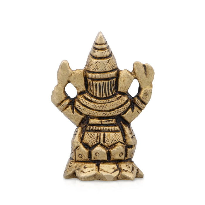 Ganesh Murti - 1.5 x 1 Inches | Antique Brass Statue/ Vinayagar Statue for Pooja/ 100 Gms Approx