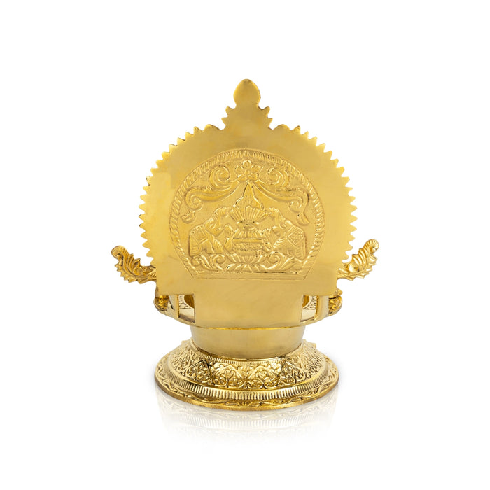 Ashtalakshmi Design Kamakshi Deepam - 7.5 x 4.5 Inches | Gold Polish Kamatchi Vilakku/ Brass Lamp for Pooja