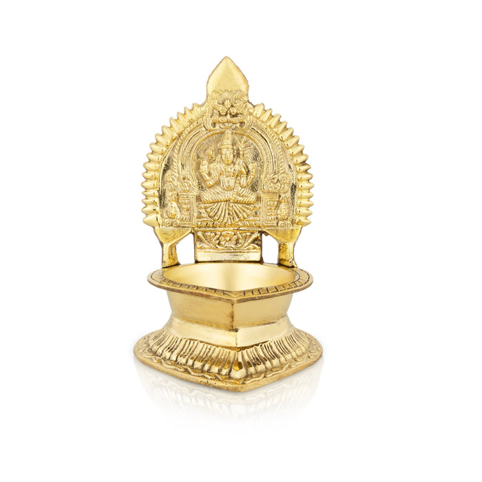 Kamakshi Deepam - 6 x 4 Inches | Brass Kamakshi Vilakku/ Gold Polish Kamatchi Vilakku for Pooja