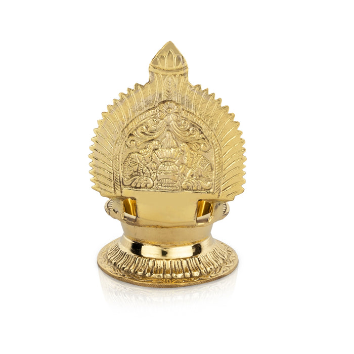 Kamakshi Deepam - 6 x 4 Inches | Brass Kamakshi Vilakku/ Gold Polish Kamatchi Vilakku for Pooja