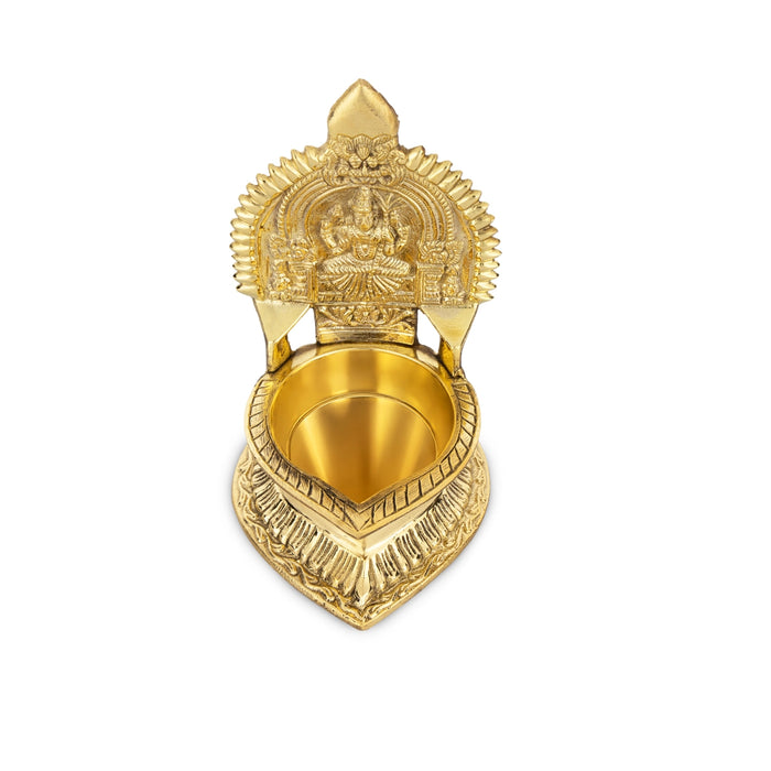 Kamakshi Deepam - 6 x 4 Inches | Brass Kamakshi Vilakku/ Gold Polish Kamatchi Vilakku for Pooja