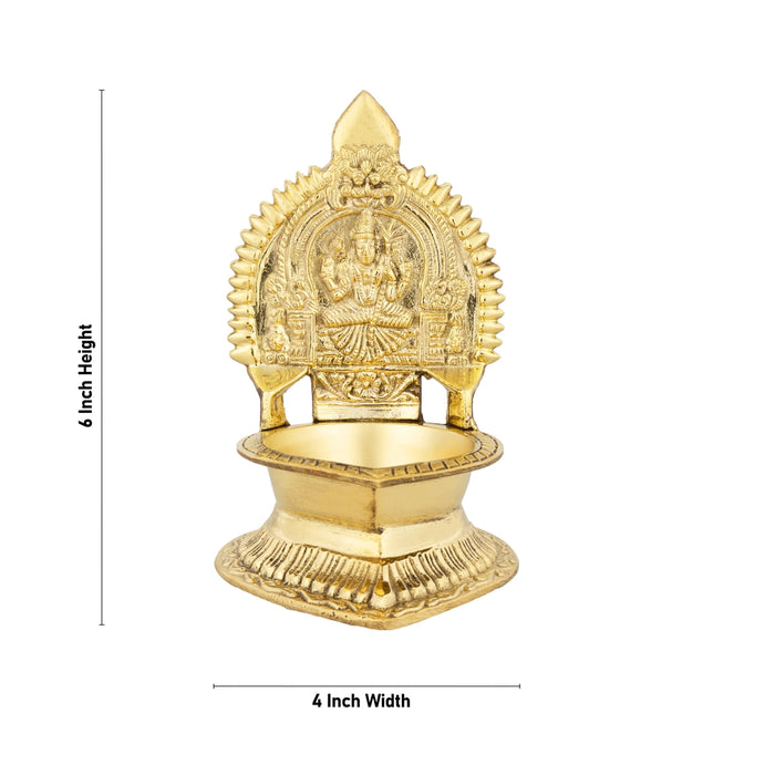 Kamakshi Deepam - 6 x 4 Inches | Brass Kamakshi Vilakku/ Gold Polish Kamatchi Vilakku for Pooja