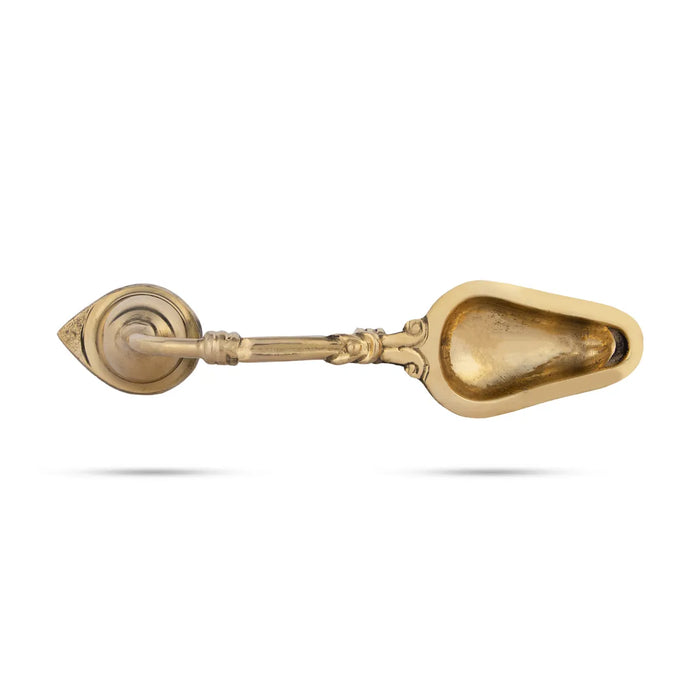 Brass Aarti With Handle - 2 x 9 Inches | One Mukh Spoon Kapoor Dhani/ Pooja Aarti Diya for Home