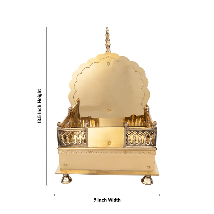 Sinhasan With Leg - 13.5 x 9 Inches | Singhasan/ Brass Simhasanam for Deity