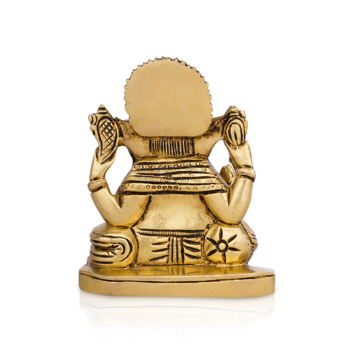 Ganesh Murti Sitting On Base - 4 x 3.5 Inches | Vinayaka Statue/ Antique Brass Idol for Pooja
