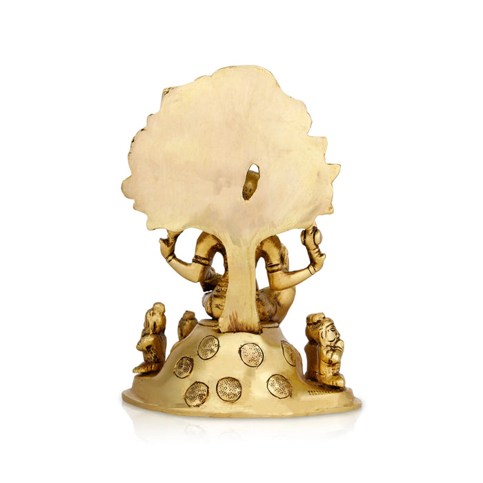 Dakshinamurthy Vigraham With Tree - 7 x 5 Inches | Dakshinamurti Statue/ Antique Brass Idol for Pooja