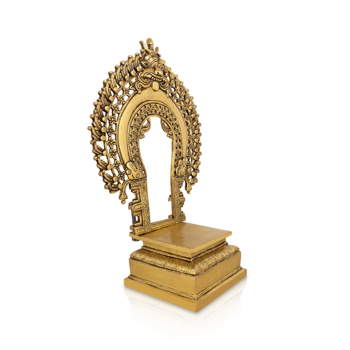 Brass Thiruvachi With Peetam - 18 x 12 Inches | Antique Polish Prabhavali/ Thiruvatchi For Framing Deity