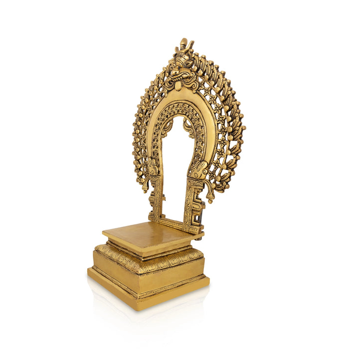 Brass Thiruvachi With Peetam - 18 x 12 Inches | Antique Polish Prabhavali/ Thiruvatchi For Framing Deity