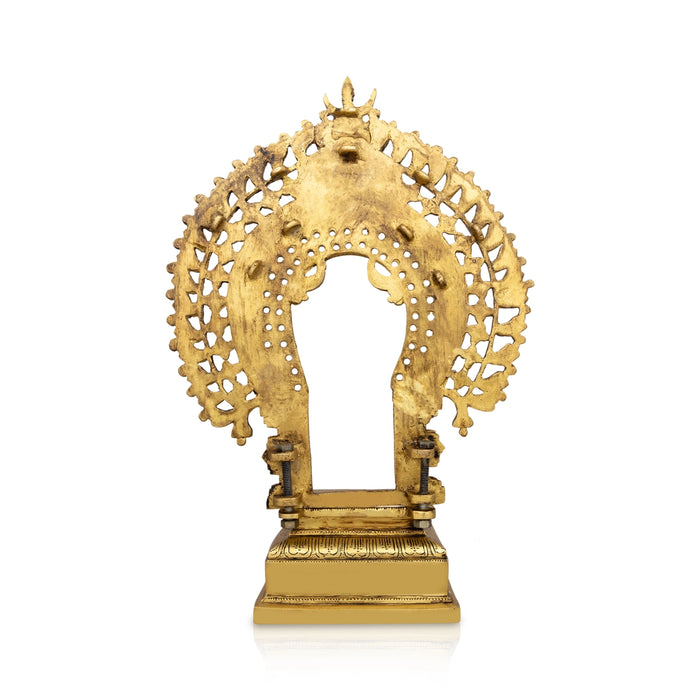 Brass Thiruvachi With Peetam - 18 x 12 Inches | Antique Polish Prabhavali/ Thiruvatchi For Framing Deity