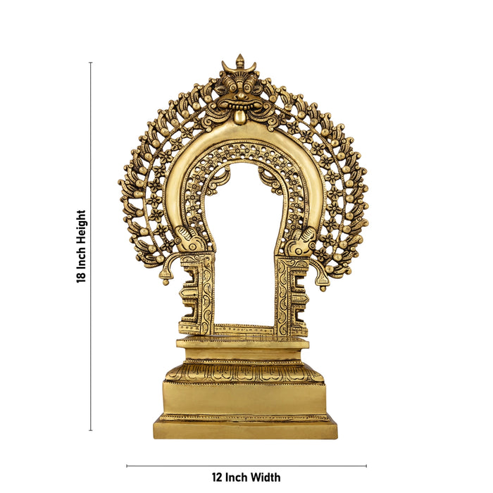Brass Thiruvachi With Peetam - 18 x 12 Inches | Antique Polish Prabhavali/ Thiruvatchi For Framing Deity