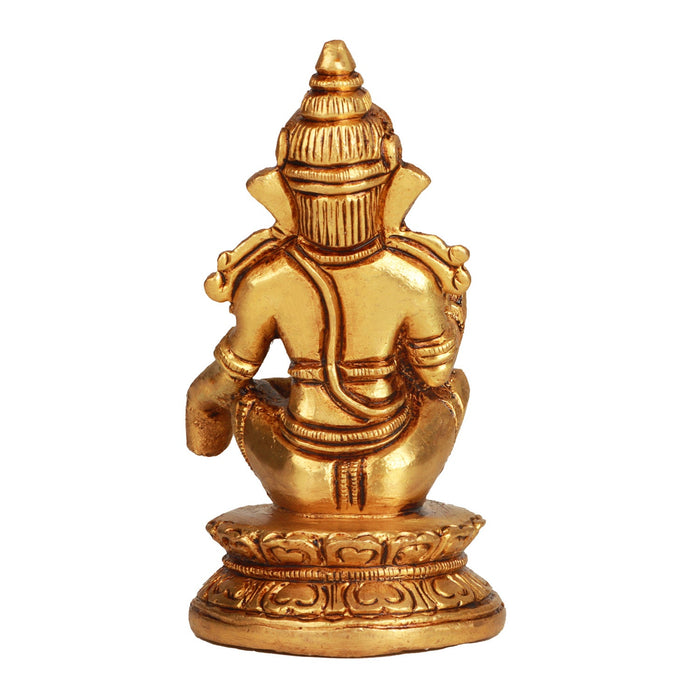 Ayyappa Idol Sitting On Base - 3.5 x 2 Inches | Antique Brass Idol/ Ayyappan Statue for Pooja