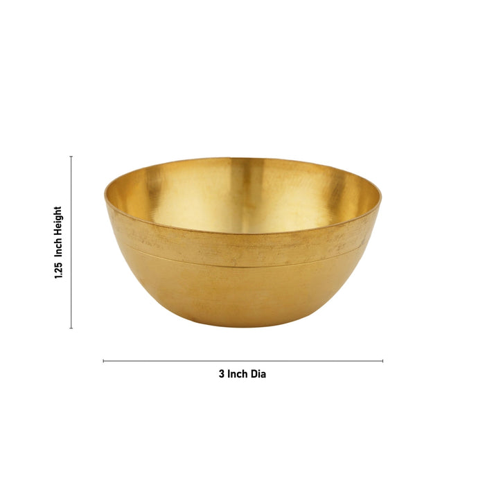 Brass Bowl - 1.25 X 3 Inches | Brass Cup/ Pooja Bowl/ Small Bowl For Kumkum & Chandan