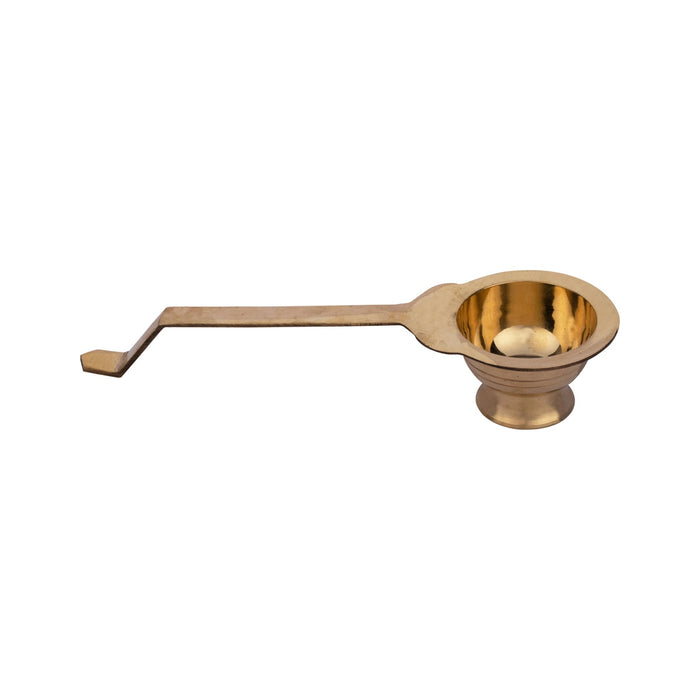 Brass Aarti With Handle - 2.5 x 11 Inches | Laddle Camphor Burner/ Kapoor Dhani/ Karpura Aarti for Pooja
