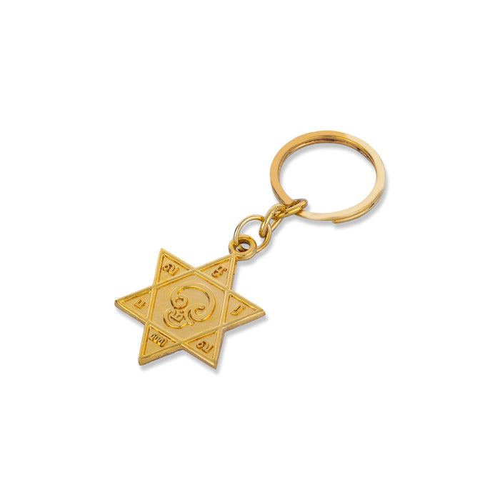Om Saravana Bhava Design Key Chain- 1.5 X 1.25 inches | Zinc Key Holder/ Star Shape Key Ring For Gifting