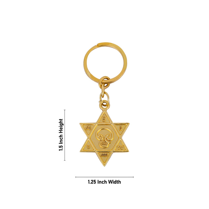 Om Saravana Bhava Design Key Chain- 1.5 X 1.25 inches | Zinc Key Holder/ Star Shape Key Ring For Gifting