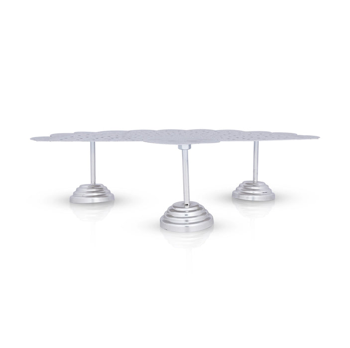 Astothara Flower Plate - 3X12X7.5 Inches | White Metal Ashtottaram Flower Stand/108 Hole Pooja Stand For Rituals