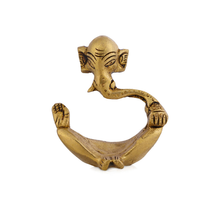 Ganesha Trunk Murti - 2.5 x 2 Inches | Antique Brass Idol/ Vinayagar Statue For Pooja space