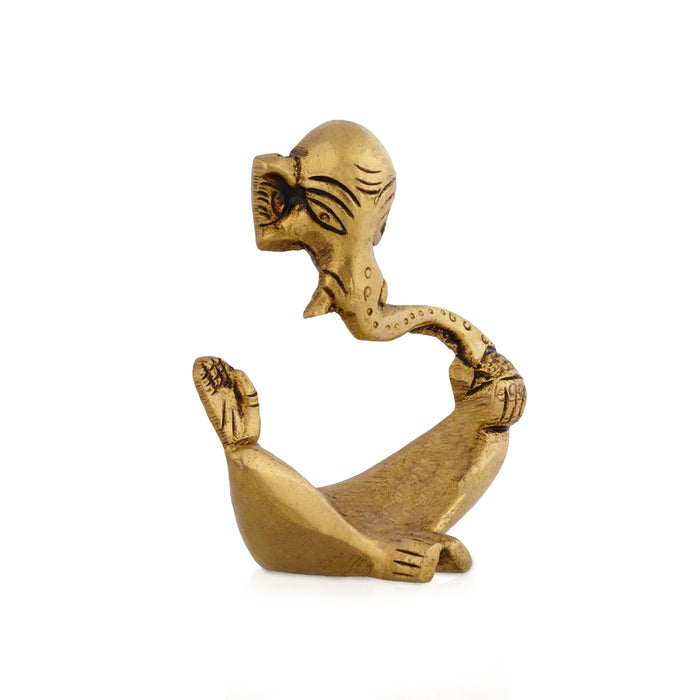 Ganesha Trunk Murti - 2.5 x 2 Inches | Antique Brass Idol/ Vinayagar Statue For Pooja space