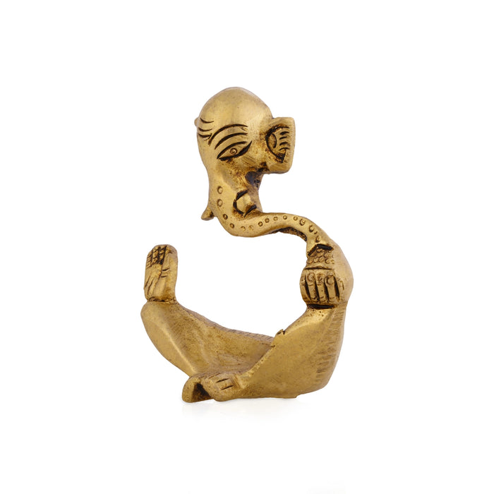 Ganesha Trunk Murti - 2.5 x 2 Inches | Antique Brass Idol/ Vinayagar Statue For Pooja space