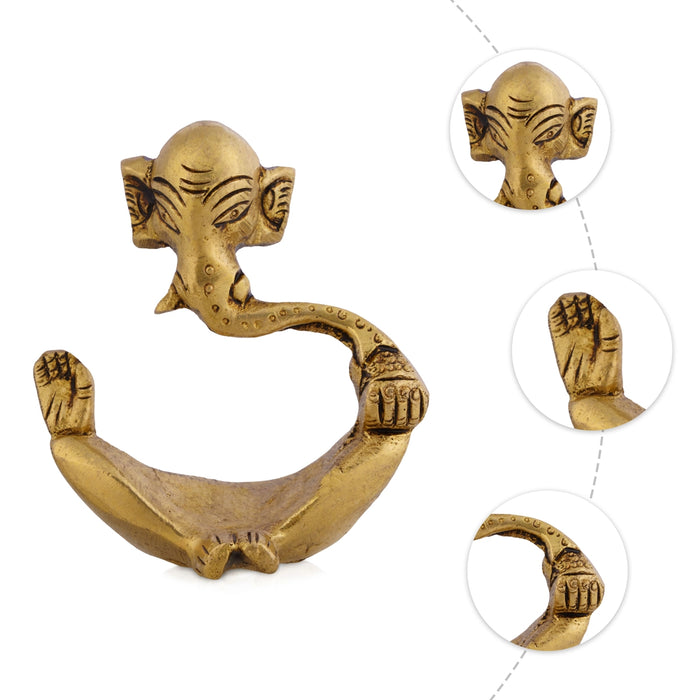 Ganesha Trunk Murti - 2.5 x 2 Inches | Antique Brass Idol/ Vinayagar Statue For Pooja space