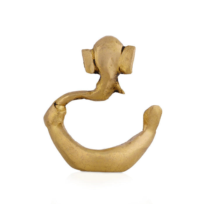 Ganesha Trunk Murti - 2.5 x 2 Inches | Antique Brass Idol/ Vinayagar Statue For Pooja space