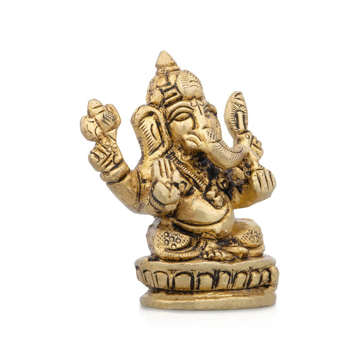 Ganesh Murti - 2.5 x 1.25 Inches | Antique Brass Statue/ Vinayagar Statue for Pooja/ 140 Gms Approx