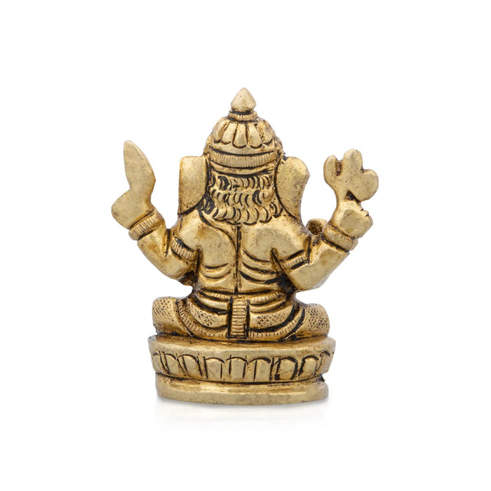 Ganesh Murti - 2.5 x 1.25 Inches | Antique Brass Statue/ Vinayagar Statue for Pooja/ 140 Gms Approx