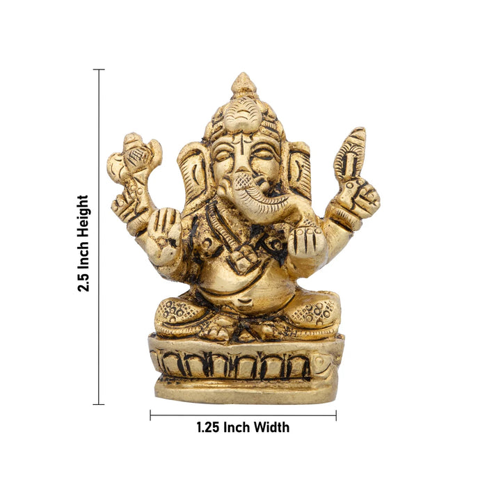 Ganesh Murti - 2.5 x 1.25 Inches | Antique Brass Statue/ Vinayagar Statue for Pooja/ 140 Gms Approx