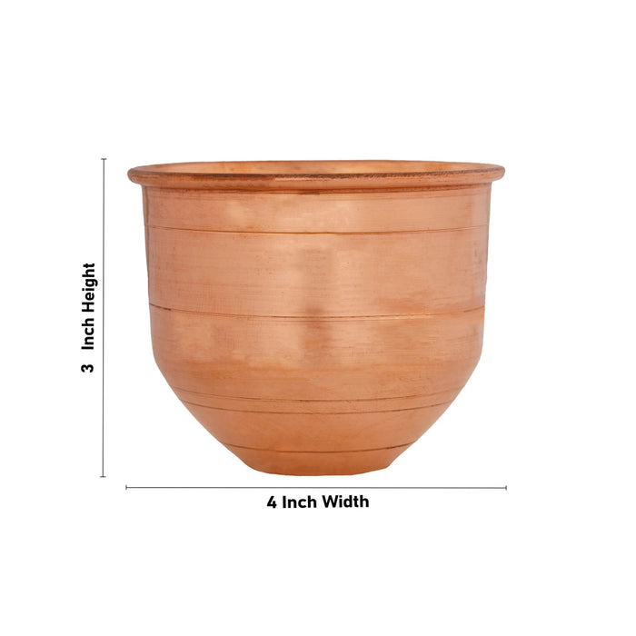 Copper Vattil - 3 x 4 Inches | Copper Vessel/ Puja Patra/ Copper Bowl for Pooja/ 140 Gms Approx