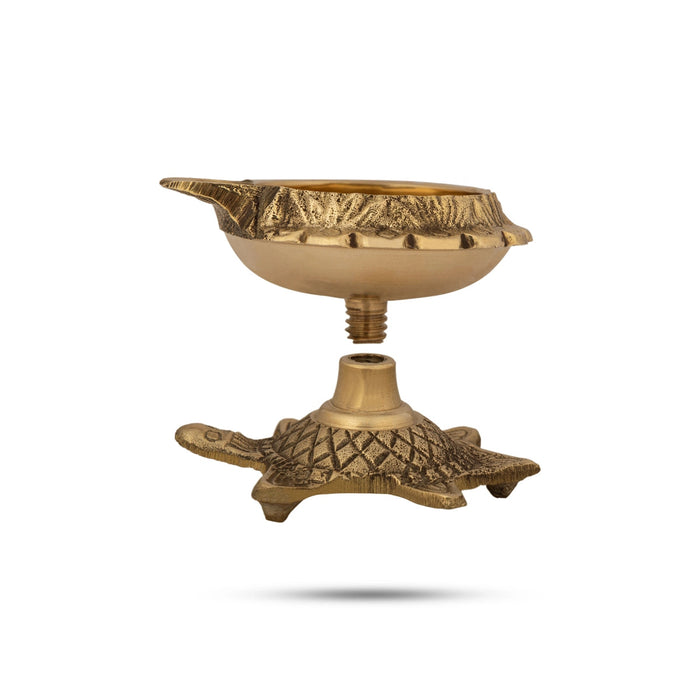 Kubera Vilakku With Tortoise Base - 2 x 2 Inches | Brass Lamp/ Kuber Deepam/ Kuber Diya for Pooja