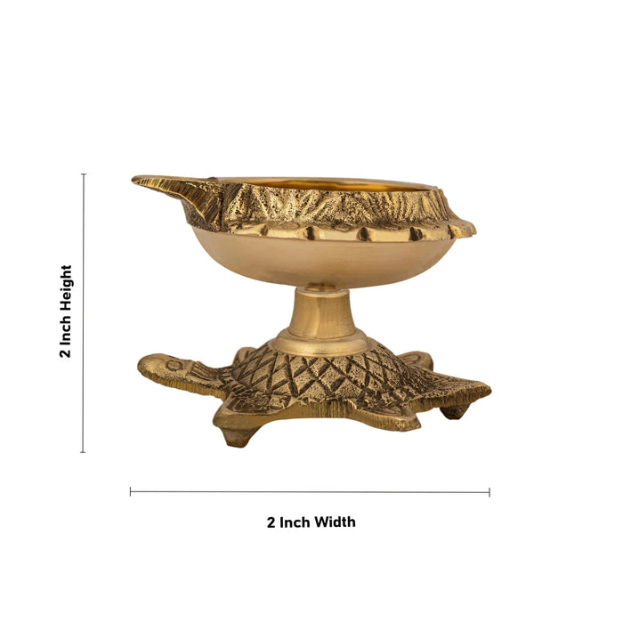 Kubera Vilakku With Tortoise Base - 2 x 2 Inches | Brass Lamp/ Kuber Deepam/ Kuber Diya for Pooja