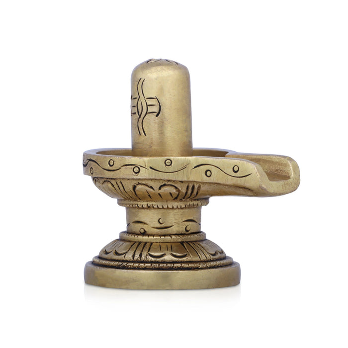 Shiva Lingam Statue With Nagam - 2.5 x 3 Inches | Antique Brass Idol/Shiv Ling Statue/Shiv Ling Idol for Pooja