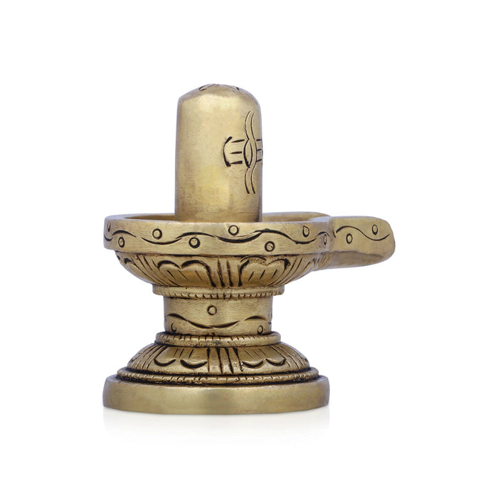 Shiva Lingam Statue With Nagam - 2.5 x 3 Inches | Antique Brass Idol/Shiv Ling Statue/Shiv Ling Idol for Pooja