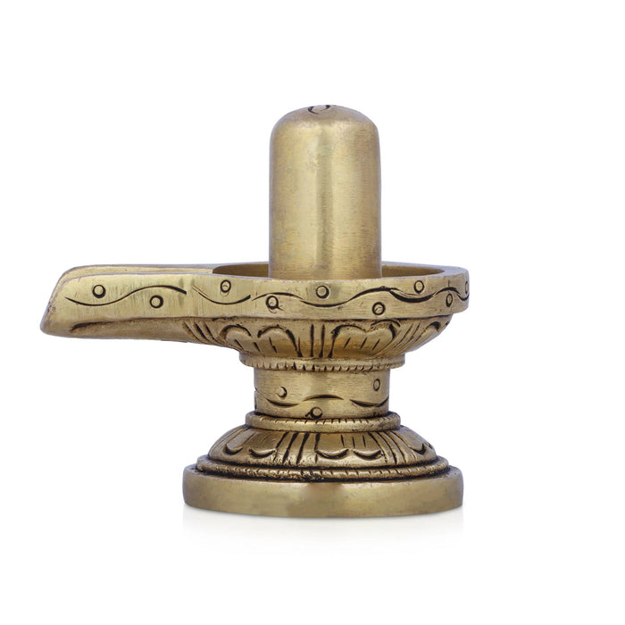 Shiva Lingam Statue With Nagam - 2.5 x 3 Inches | Antique Brass Idol/Shiv Ling Statue/Shiv Ling Idol for Pooja
