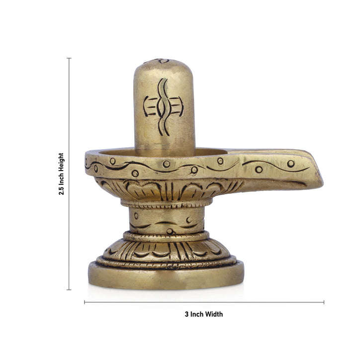 Shiva Lingam Statue With Nagam - 2.5 x 3 Inches | Antique Brass Idol/Shiv Ling Statue/Shiv Ling Idol for Pooja