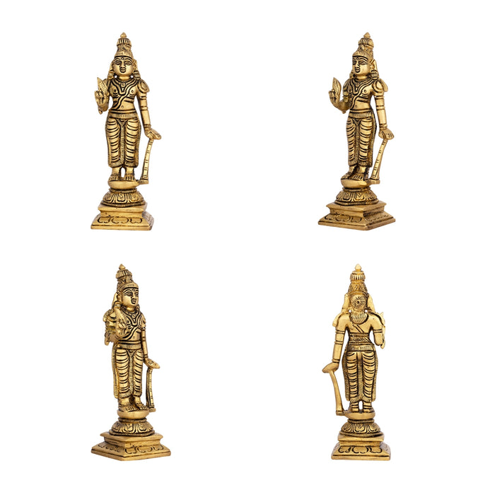 Naalvar Set - 6 x 2 Inches | Antique Brass Idol/ 4 Pcs/ Appar, Sundarar, Sambandar, Manikkavacakar for Pooja