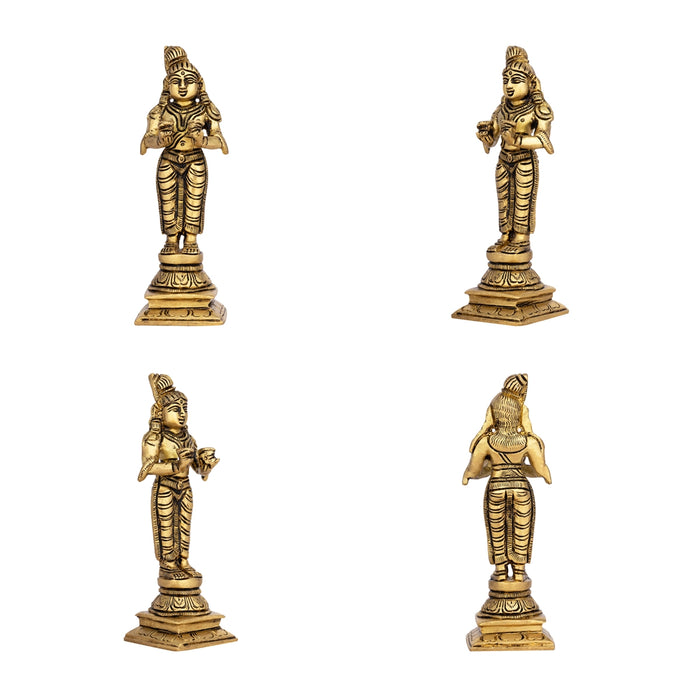 Naalvar Set - 6 x 2 Inches | Antique Brass Idol/ 4 Pcs/ Appar, Sundarar, Sambandar, Manikkavacakar for Pooja