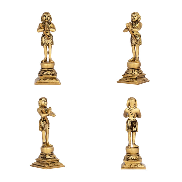 Naalvar Set - 6 x 2 Inches | Antique Brass Idol/ 4 Pcs/ Appar, Sundarar, Sambandar, Manikkavacakar for Pooja