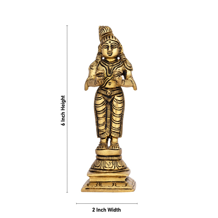 Naalvar Set - 6 x 2 Inches | Antique Brass Idol/ 4 Pcs/ Appar, Sundarar, Sambandar, Manikkavacakar for Pooja