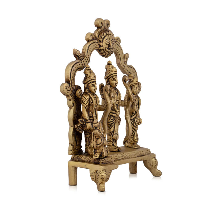 Ram Darbar Murti with Arch - 7 x 5.5 Inches | Antique Brass Ram Darbar Statue for Pooja/ 1.092 Kgs Approx