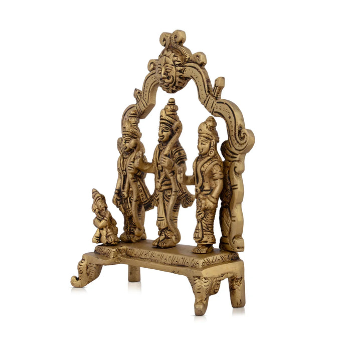 Ram Darbar Murti with Arch - 7 x 5.5 Inches | Antique Brass Ram Darbar Statue for Pooja/ 1.092 Kgs Approx