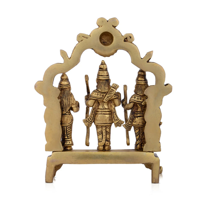Ram Darbar Murti with Arch - 7 x 5.5 Inches | Antique Brass Ram Darbar Statue for Pooja/ 1.092 Kgs Approx