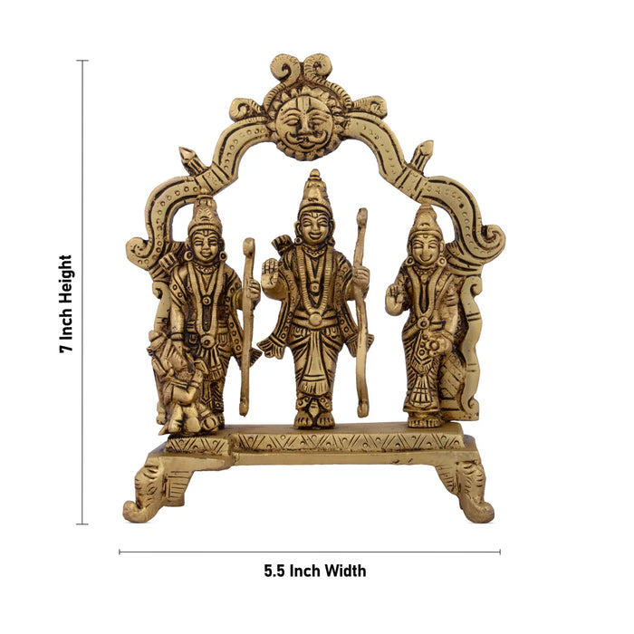 Ram Darbar Murti with Arch - 7 x 5.5 Inches | Antique Brass Ram Darbar Statue for Pooja/ 1.092 Kgs Approx