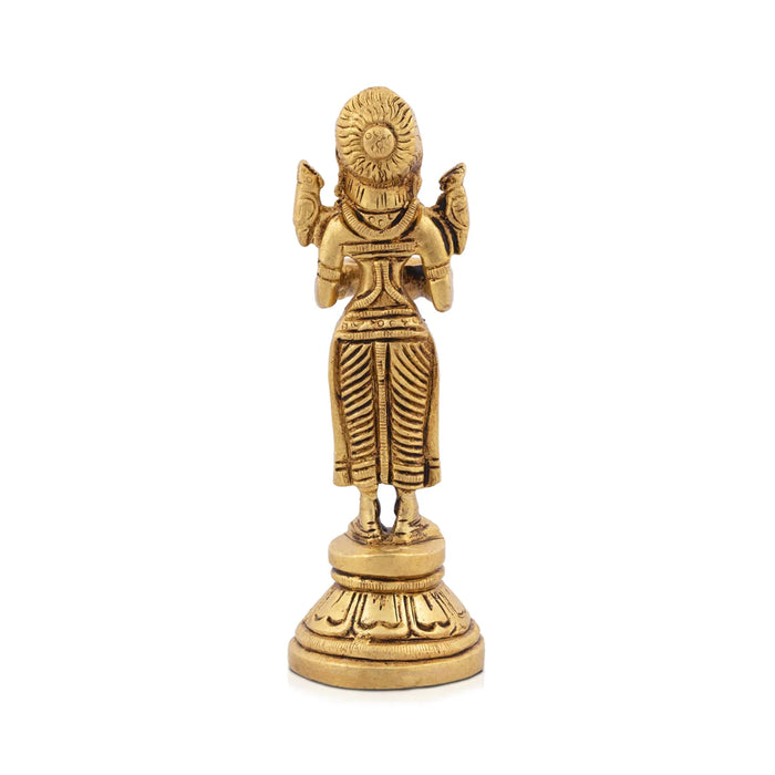 Paavai Vilakku - 5 x 1.5 Inches | Antique Brass Welcome Lady with Deep/ Pavai Lamp for Pooja/ 460 Gms Approx