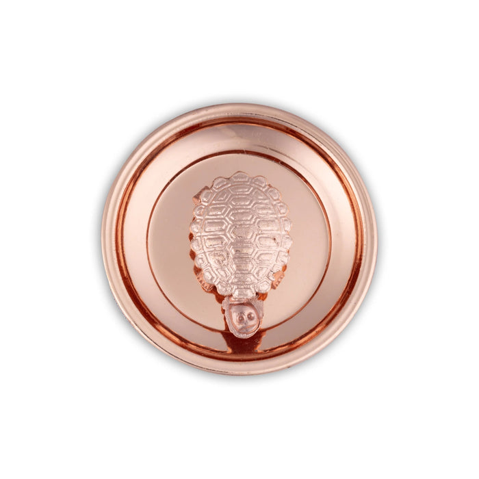 Tortoise Statue With Plate - 2.5 Inches | Copper Polish Tortoise Sculpture/ Tortoise Idol for Home