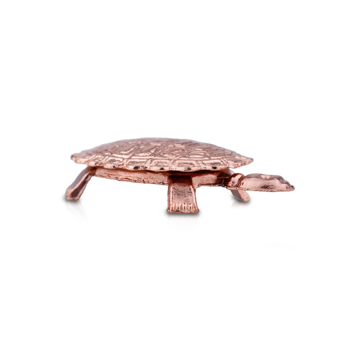 Tortoise Statue With Plate - 2.5 Inches | Copper Polish Tortoise Sculpture/ Tortoise Idol for Home