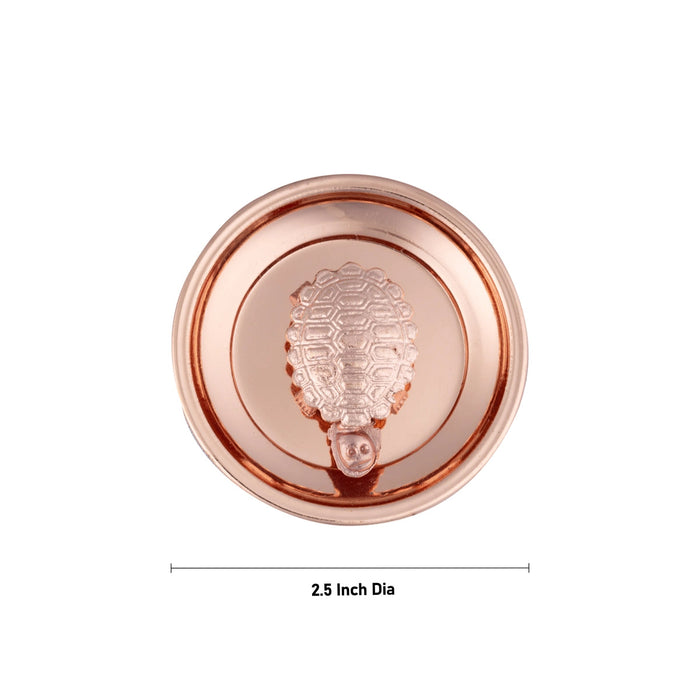 Tortoise Statue With Plate - 2.5 Inches | Copper Polish Tortoise Sculpture/ Tortoise Idol for Home