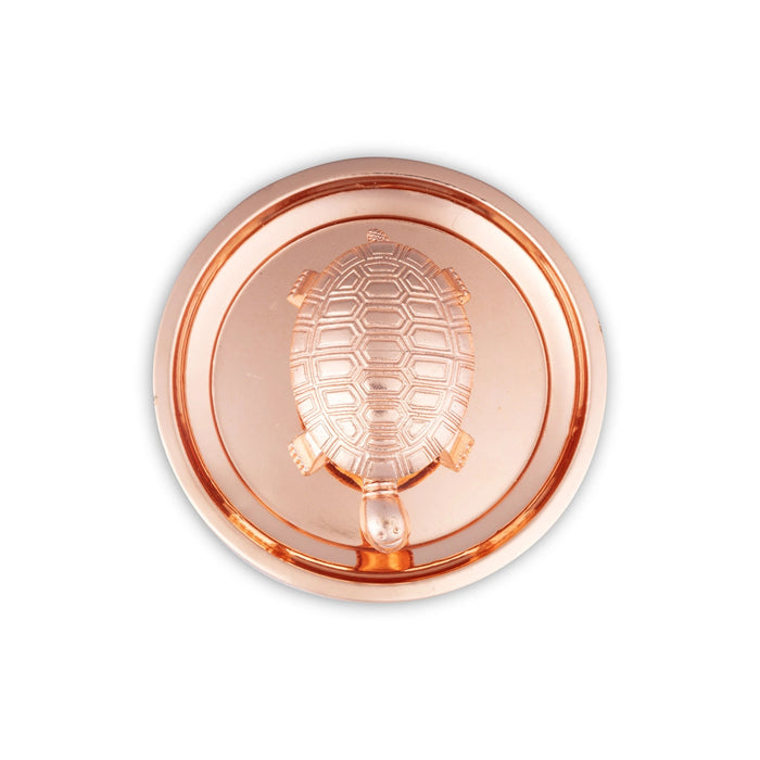 Tortoise Statue With Plate - 5 Inches | Copper Polish Tortoise Sculpture/ Tortoise Idol for Home