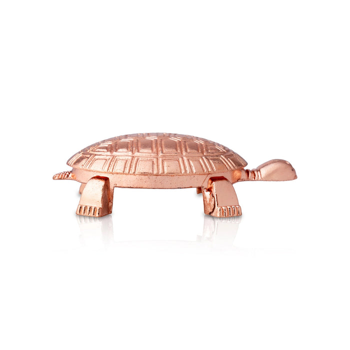 Tortoise Statue With Plate - 5 Inches | Copper Polish Tortoise Sculpture/ Tortoise Idol for Home