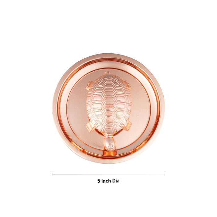 Tortoise Statue With Plate - 5 Inches | Copper Polish Tortoise Sculpture/ Tortoise Idol for Home